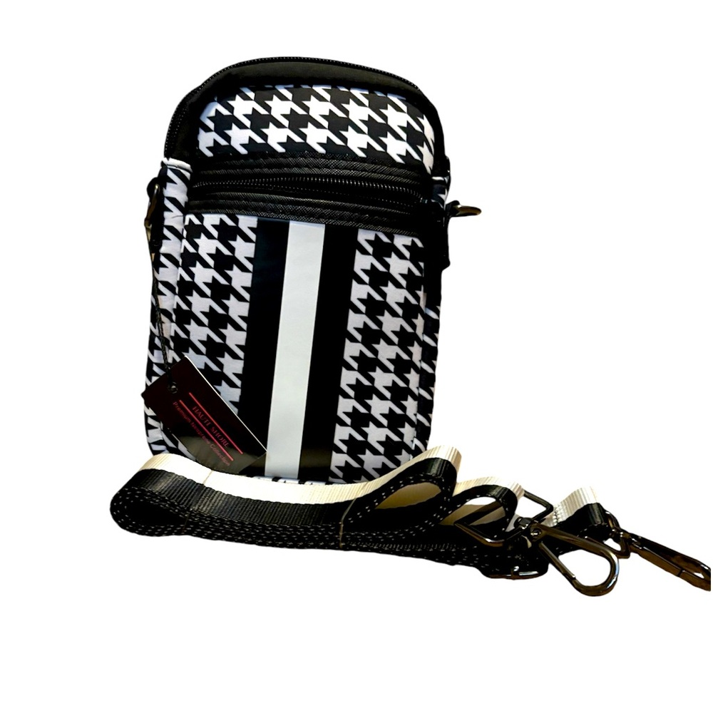 NWT Haute Shore Casey Royal cross-body bag with black & white stripe strap